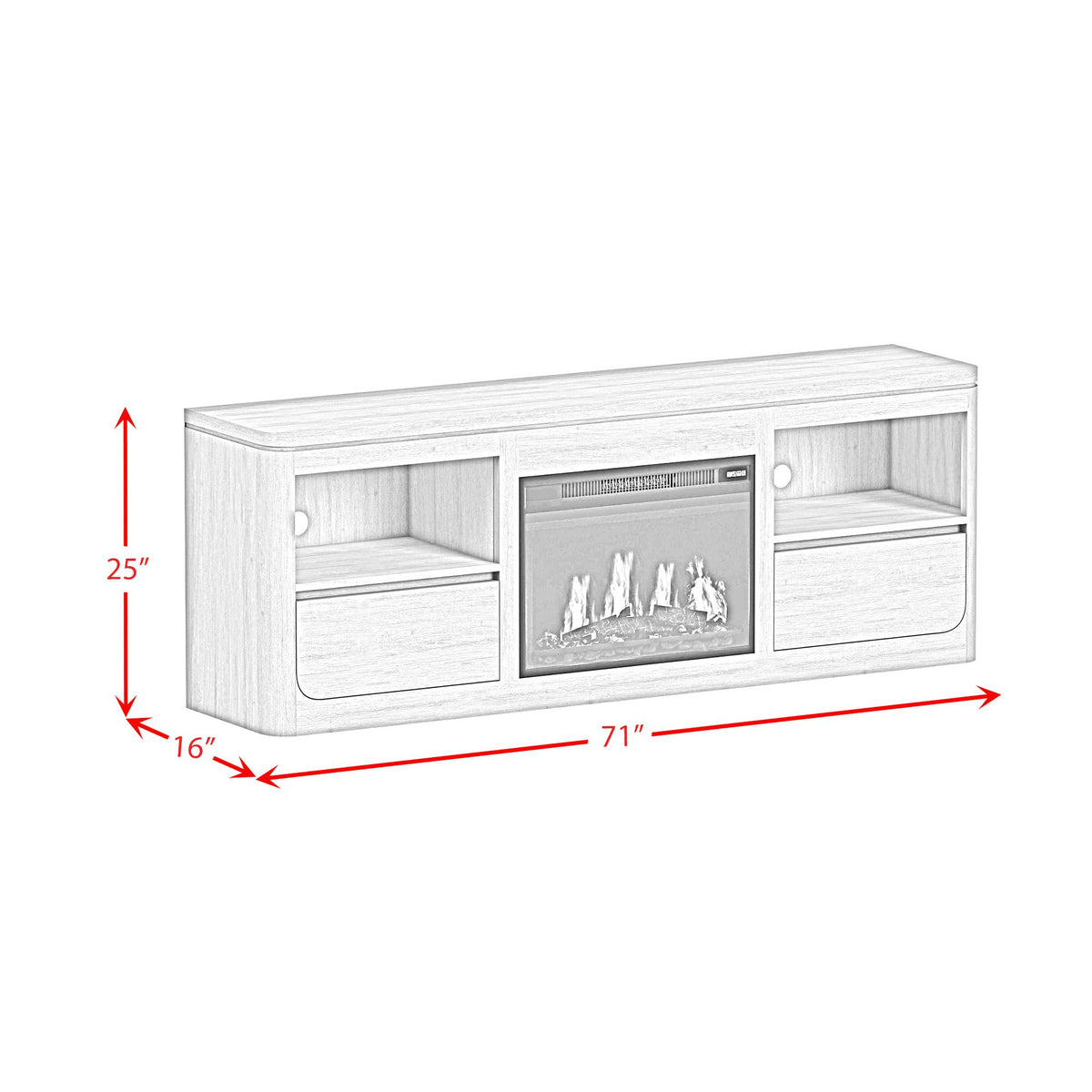 Rosalie 4PC Entertainment Unit With 71"" TV Console in Natural