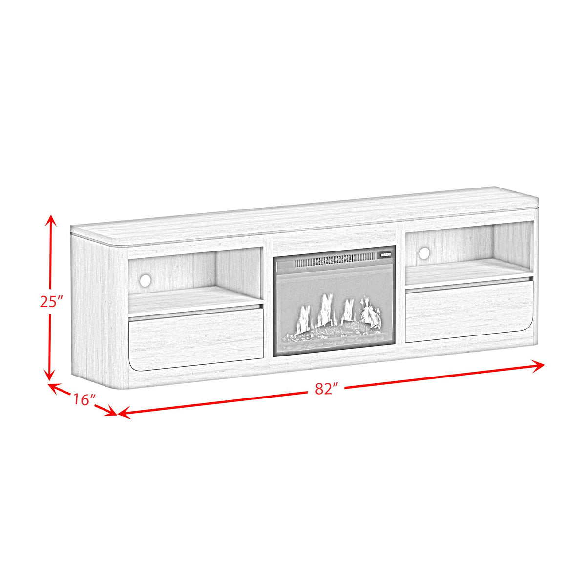 Rosalie 4PC Entertainment Unit With 82"" TV Console in Natural