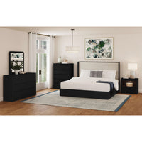 Rosalie Queen UPH 5PC Bedroom Set in Black