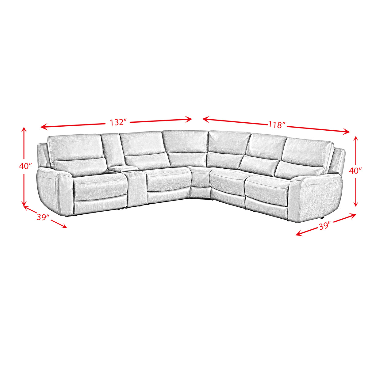 Saber Modular LHF Power Motion Recliner in Texas Granite