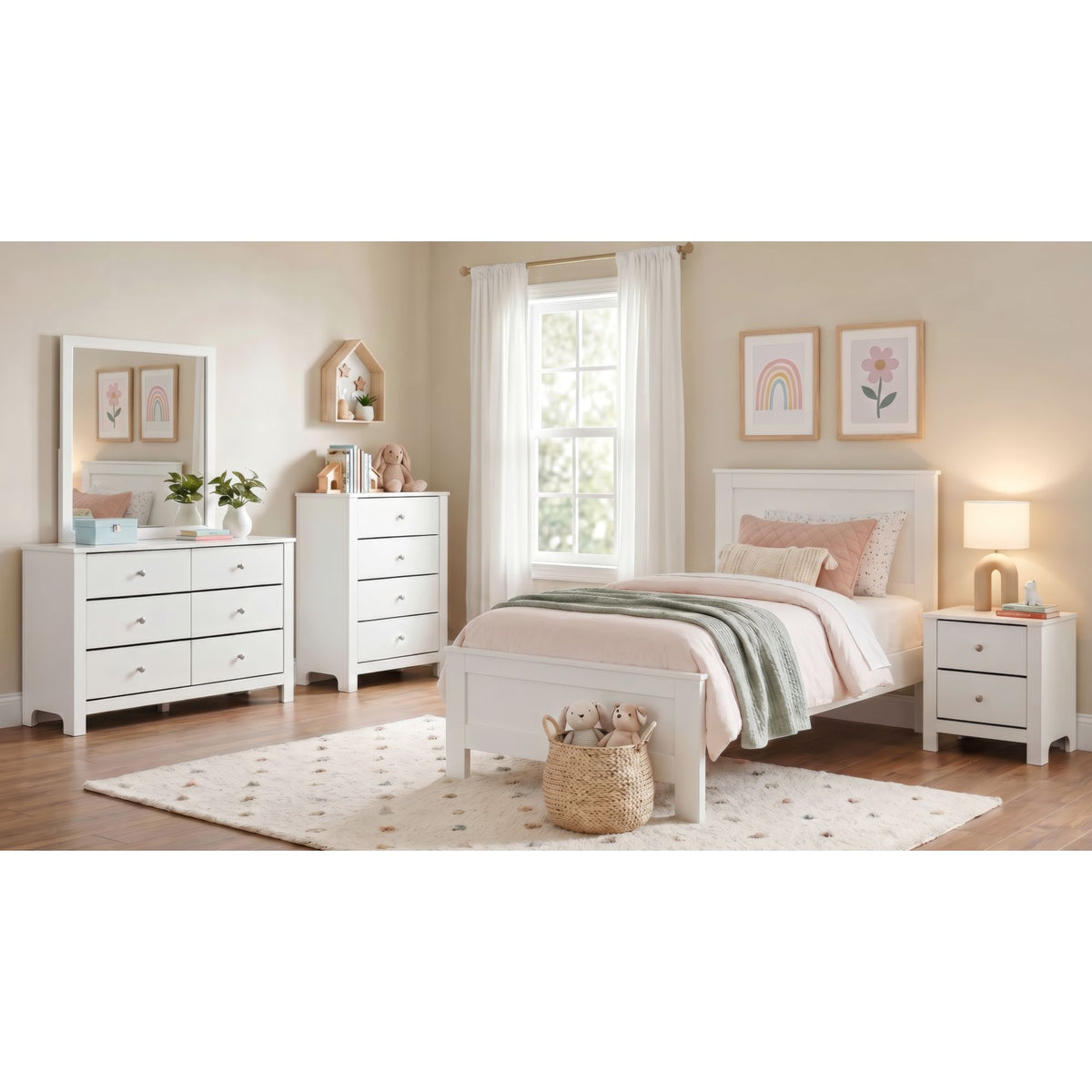 Sami Youth 6-Drawer Dresser in White