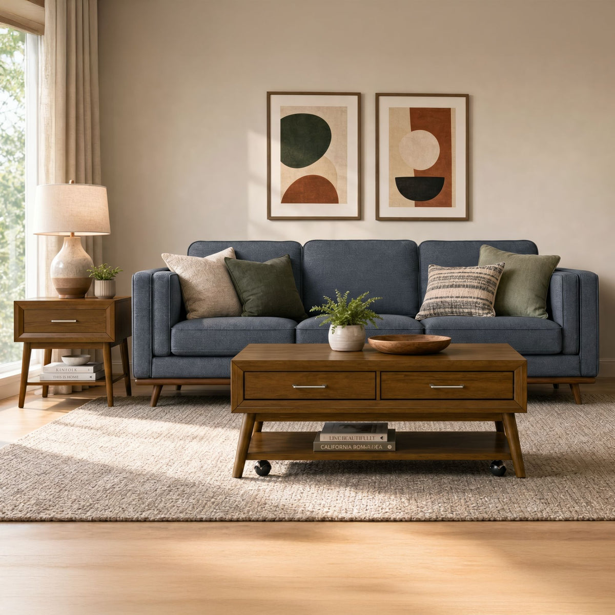 Santa Barbara 2PC Occasional Table Set in Walnut-Coffee Table & End Table