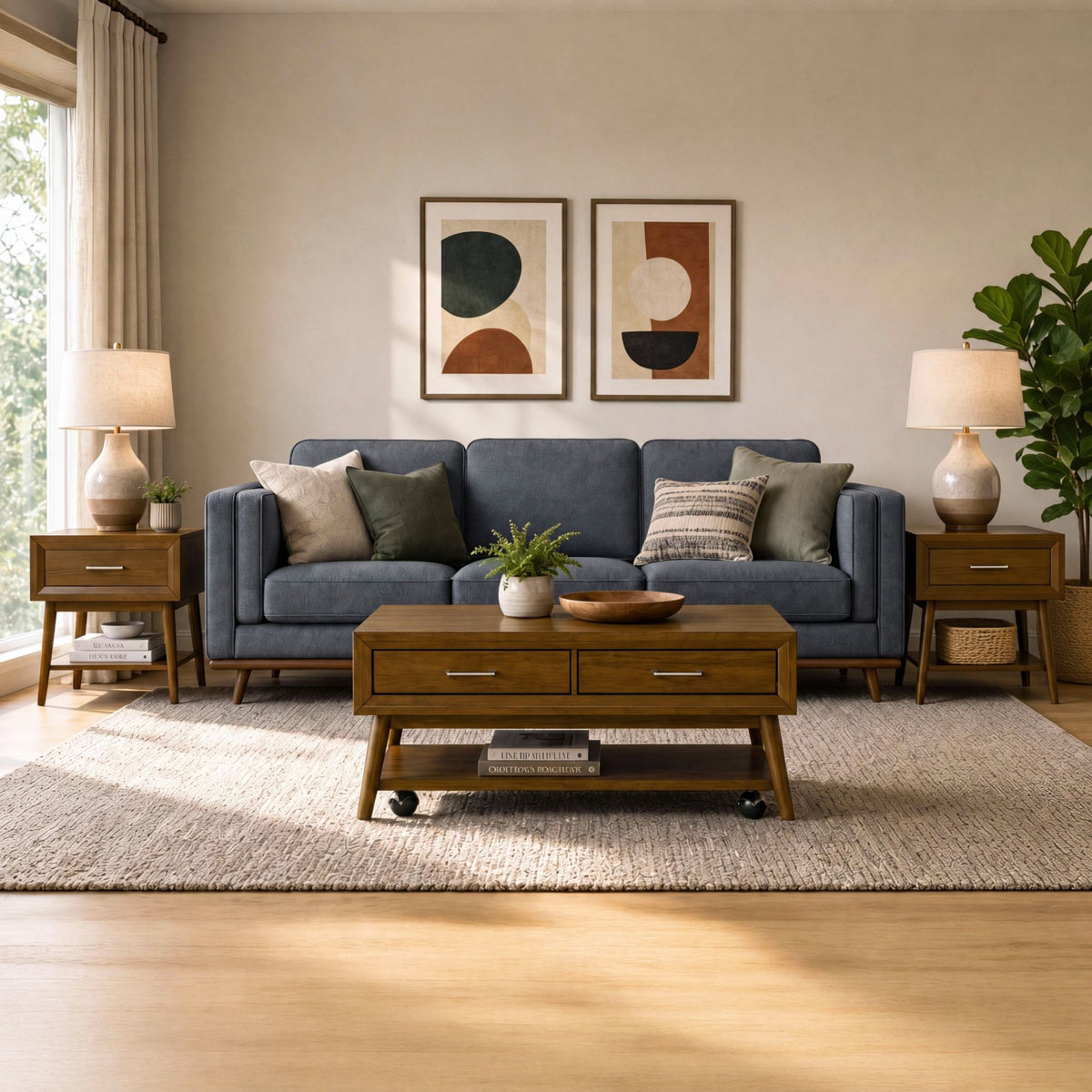 Santa Barbara 3PC Occasional Table Set in Walnut-Coffee Table & Two End Tables