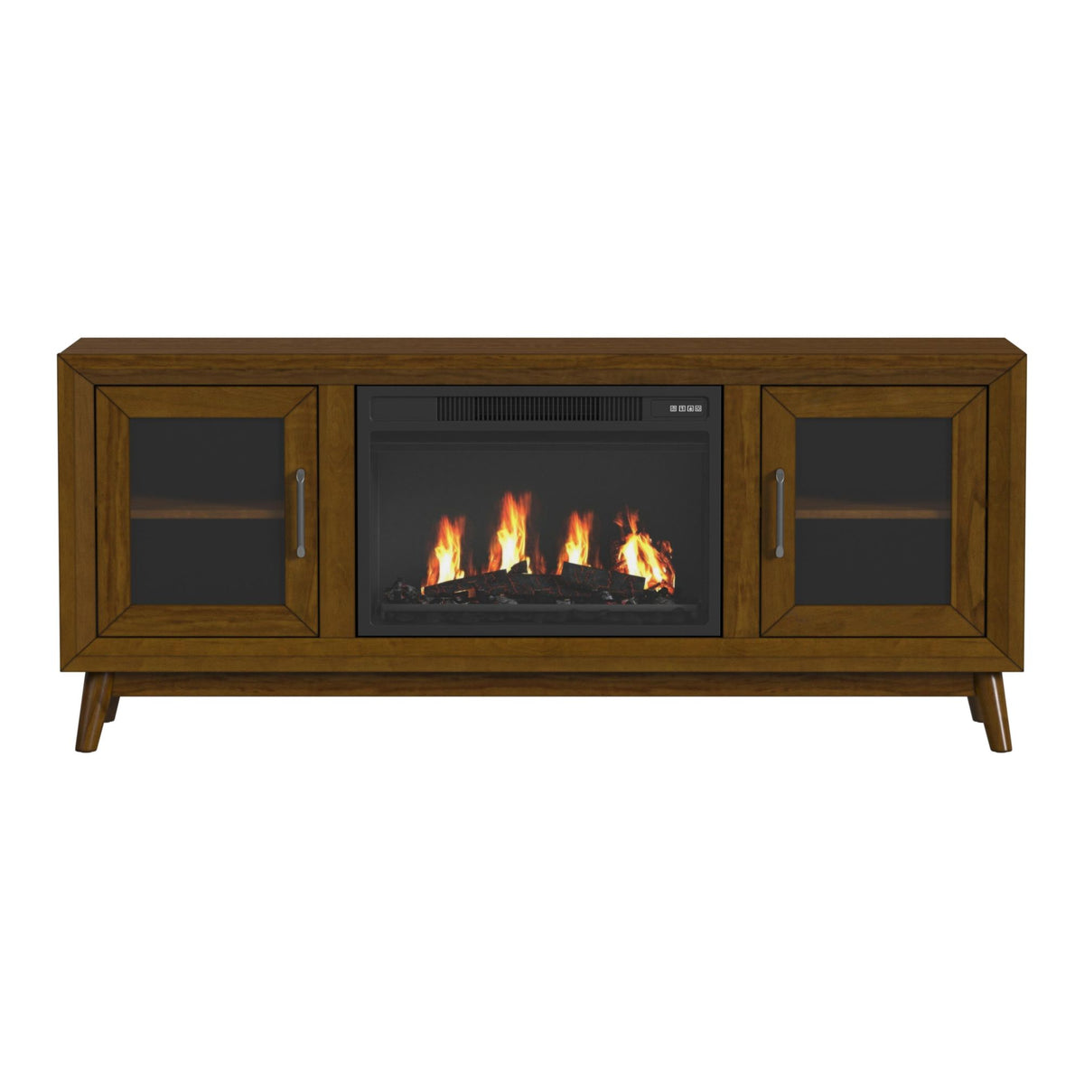 Santa Barbara KIT - 60"" TV Console in Walnut w/23"" Fireplace Insert (Ships in 2 Boxes)