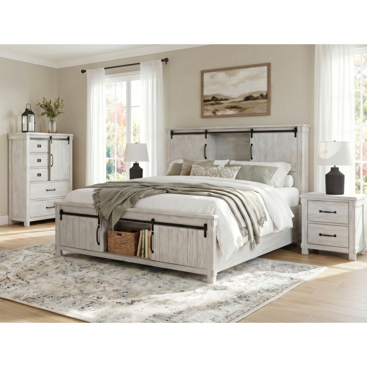 Scott Queen Platform Storage 4PC Bedroom Set with 2 Nightstands & Chest
