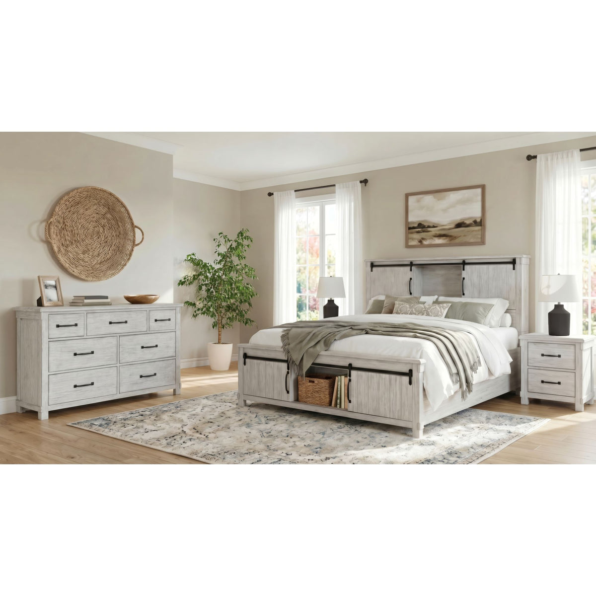 Scott Queen Platform Storage 4PC Bedroom Set with 2 Nightstands & Dresser