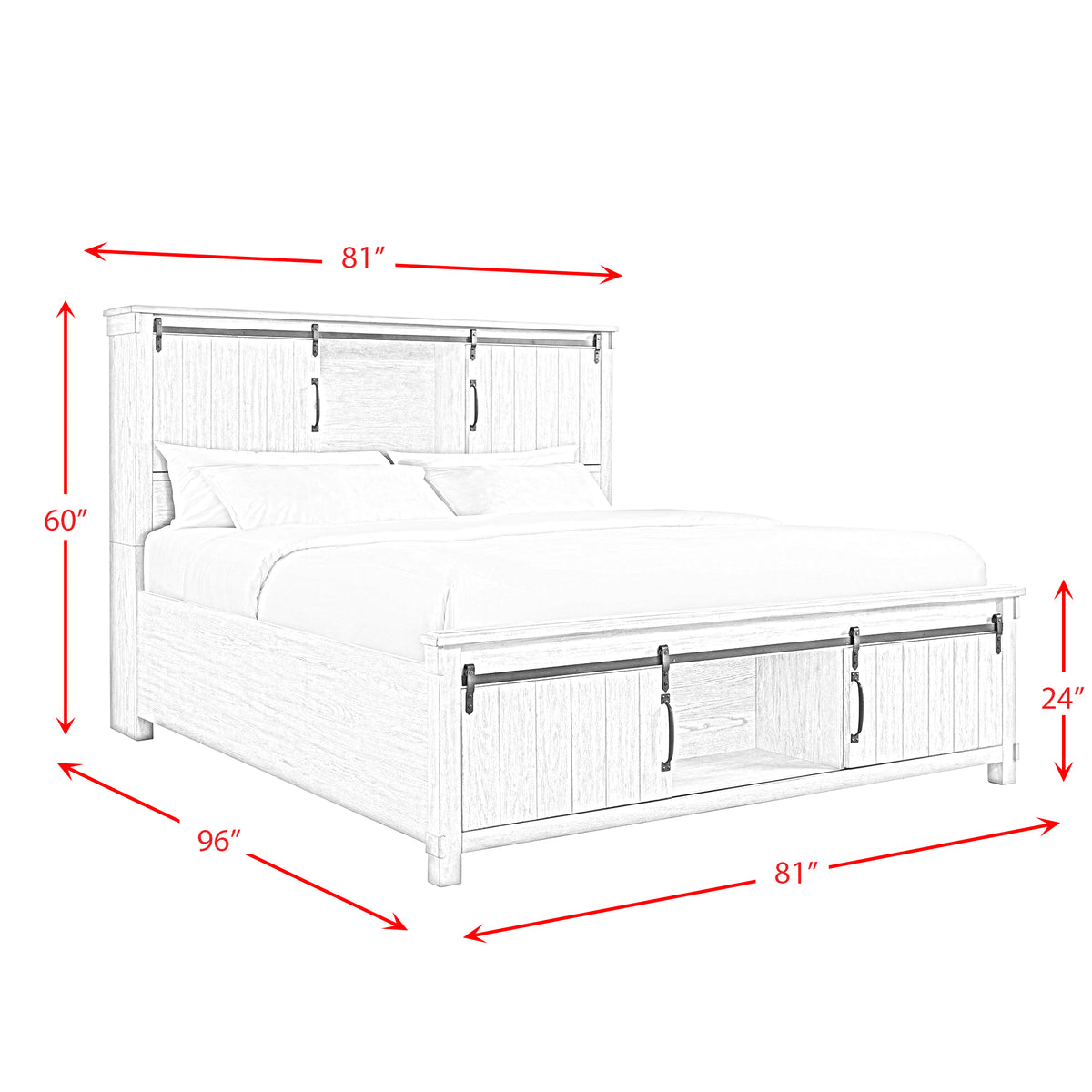 Scott King Platform Storage 3PC Bedroom Set with 2 Nightstands