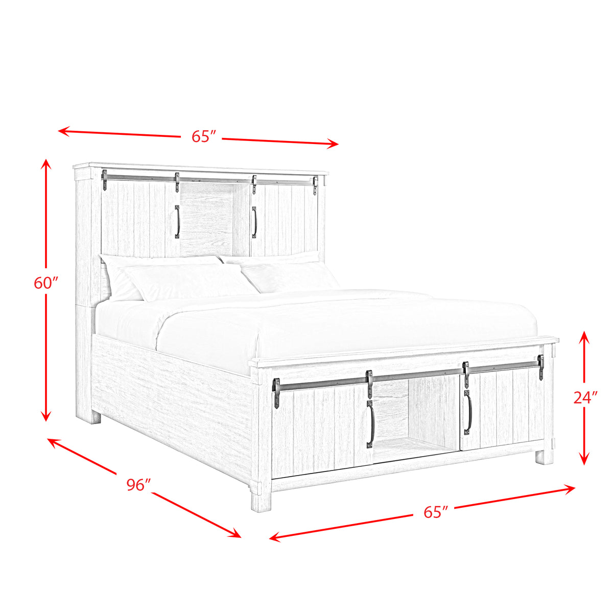 Scott Queen Platform Storage 3PC Bedroom Set with 2 Nightstands