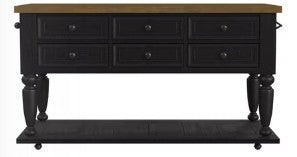 Heritage & Home Rectangular Dining Island with 18"" Leaf in Oak Brown and Black