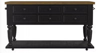 Heritage & Home Rectangular Dining Island with 18"" Leaf in Oak Brown and Black