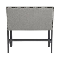 Seneca Counter Bench with Upholstered Back and Grey Fabric in Grey