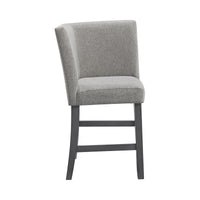 Seneca Counter Corner Bench with Upholstered Back and Grey Fabric in Grey