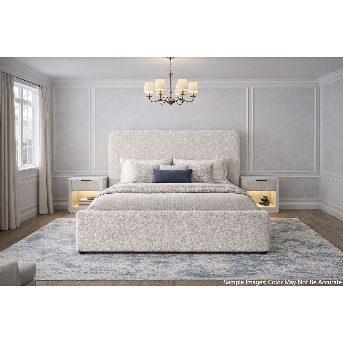 Stellar Full Uph Bed in Beige Boucle w/ 13 slats