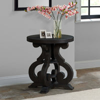 Stone Occasional Round Side Table With Pu Base
