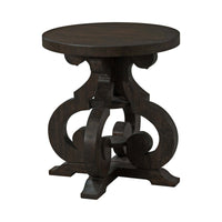Stone Occasional Round Side Table With Pu Base