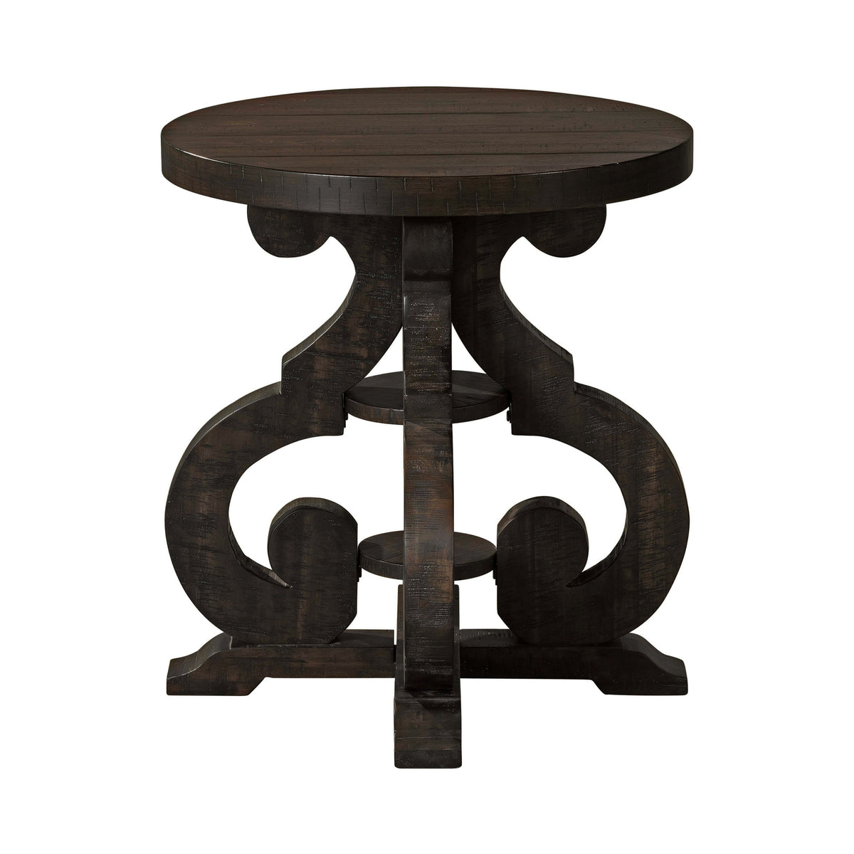 Stone Occasional Round Side Table With Pu Base