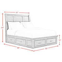 Sullivan Queen Storage 3PC Bedroom Set with 2 Nightstands in Rich Cherry