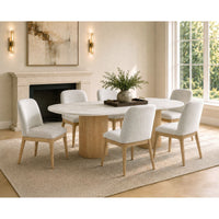Sylvie 7PC Standard Height Dining Set in Natural-Oval Table and Six Chairs