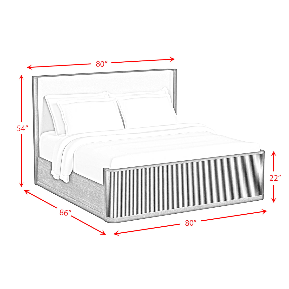 Sylvie King UPH 3PC Bedroom Set with White Fabric in Dark Brown