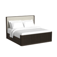 Sylvie King UPH 3PC Bedroom Set with White Fabric in Dark Brown