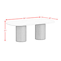 Sylvie Oval Dining Table with White Faux Marble Top in Natural
