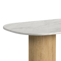 Sylvie Oval Dining Table with White Faux Marble Top in Natural