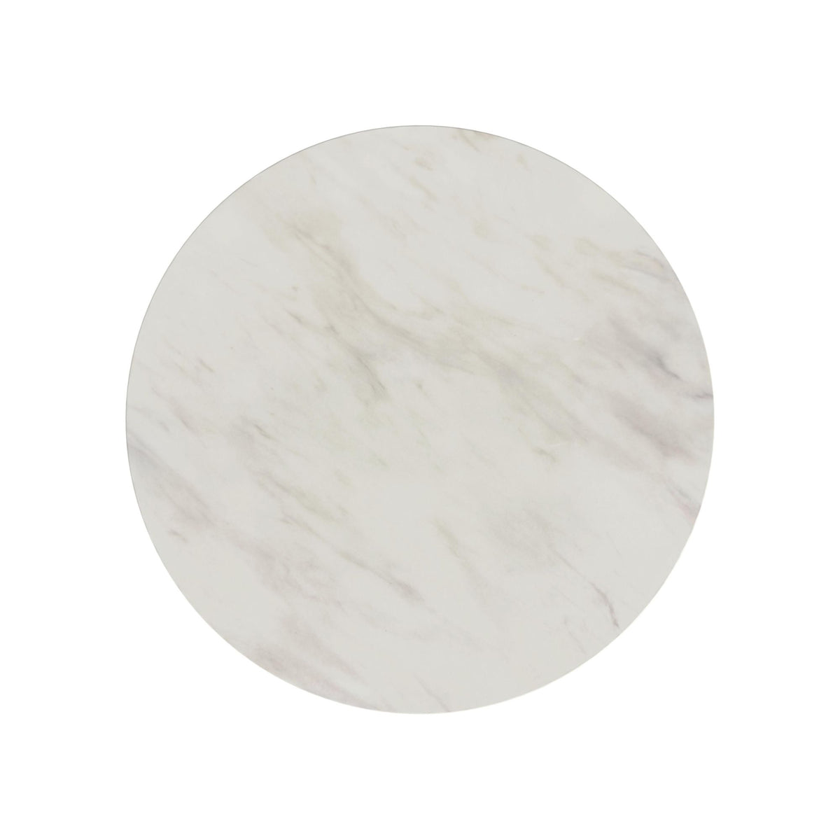 Sylvie Round Dining Table with White Faux Marble Top in Dark Brown