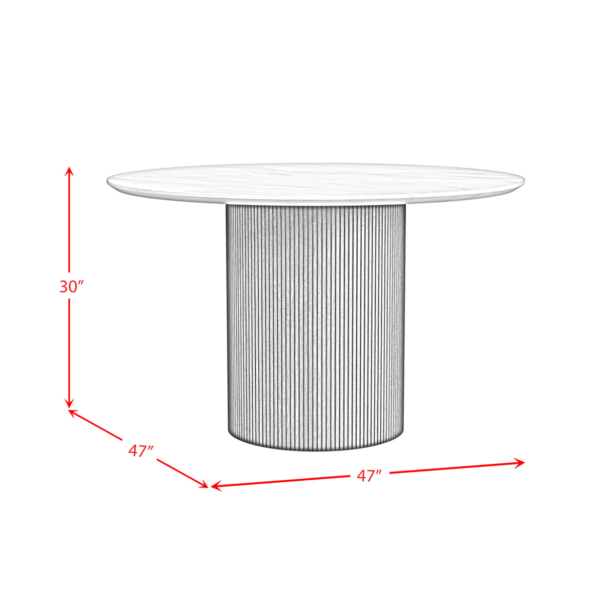 Sylvie Round Dining Table with White Faux Marble Top in Dark Brown