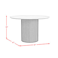Sylvie Round Dining Table with White Faux Marble Top in Dark Brown
