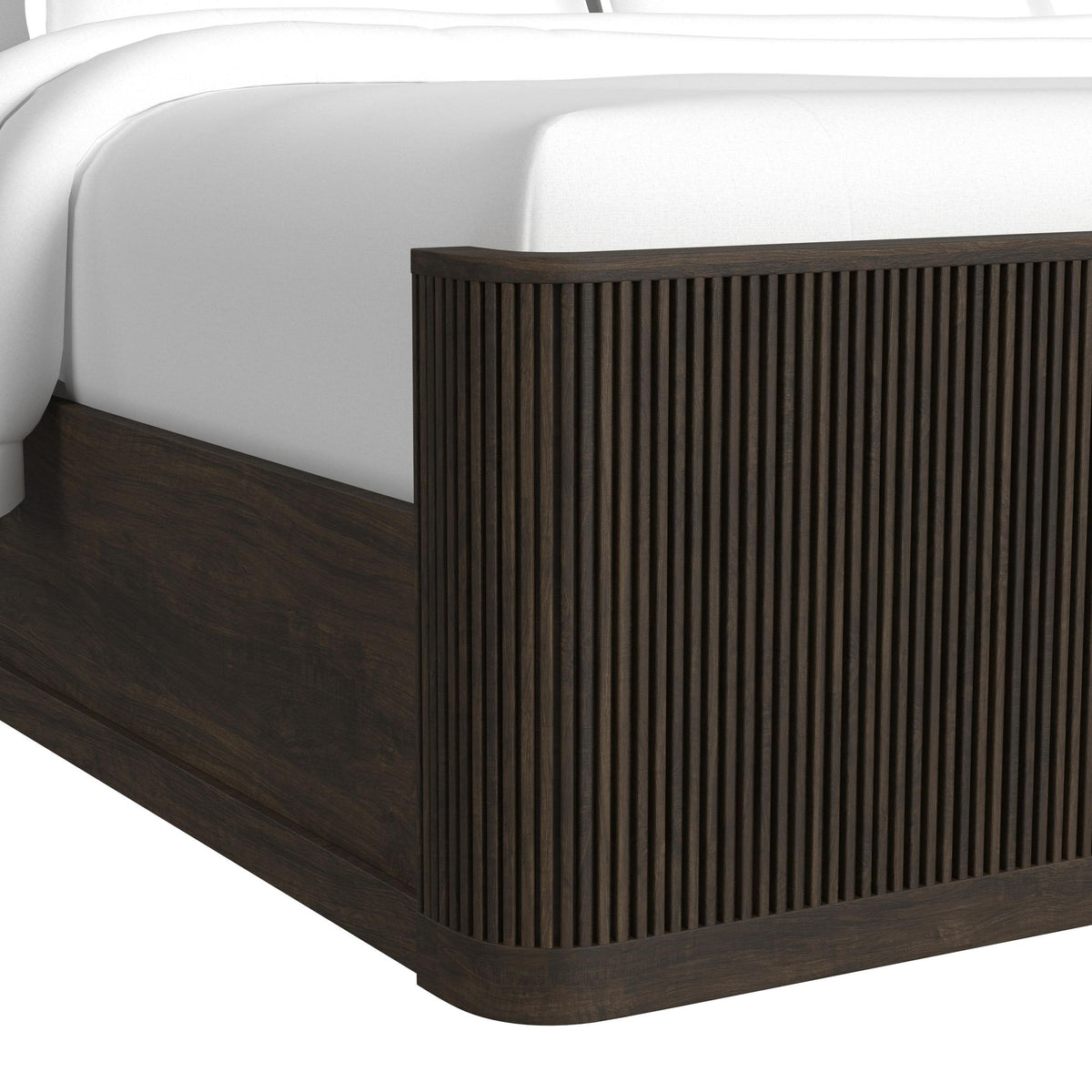 Sylvie Queen UPH 5PC Bedroom Set with White Fabric in Dark Brown