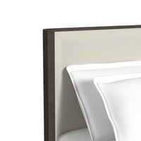 Sylvie King UPH 3PC Bedroom Set with White Fabric in Dark Brown