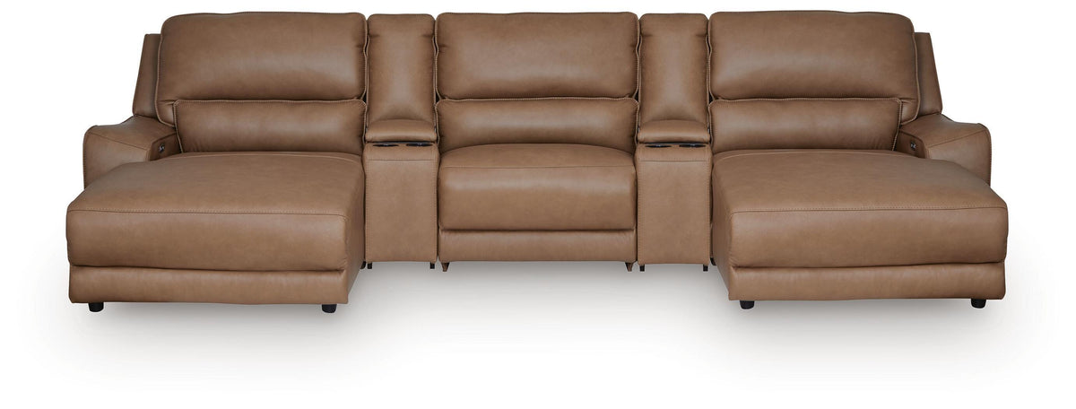 DeepWakes 5-Piece Reclining Sectional with Double Chaise and Storage Consoles