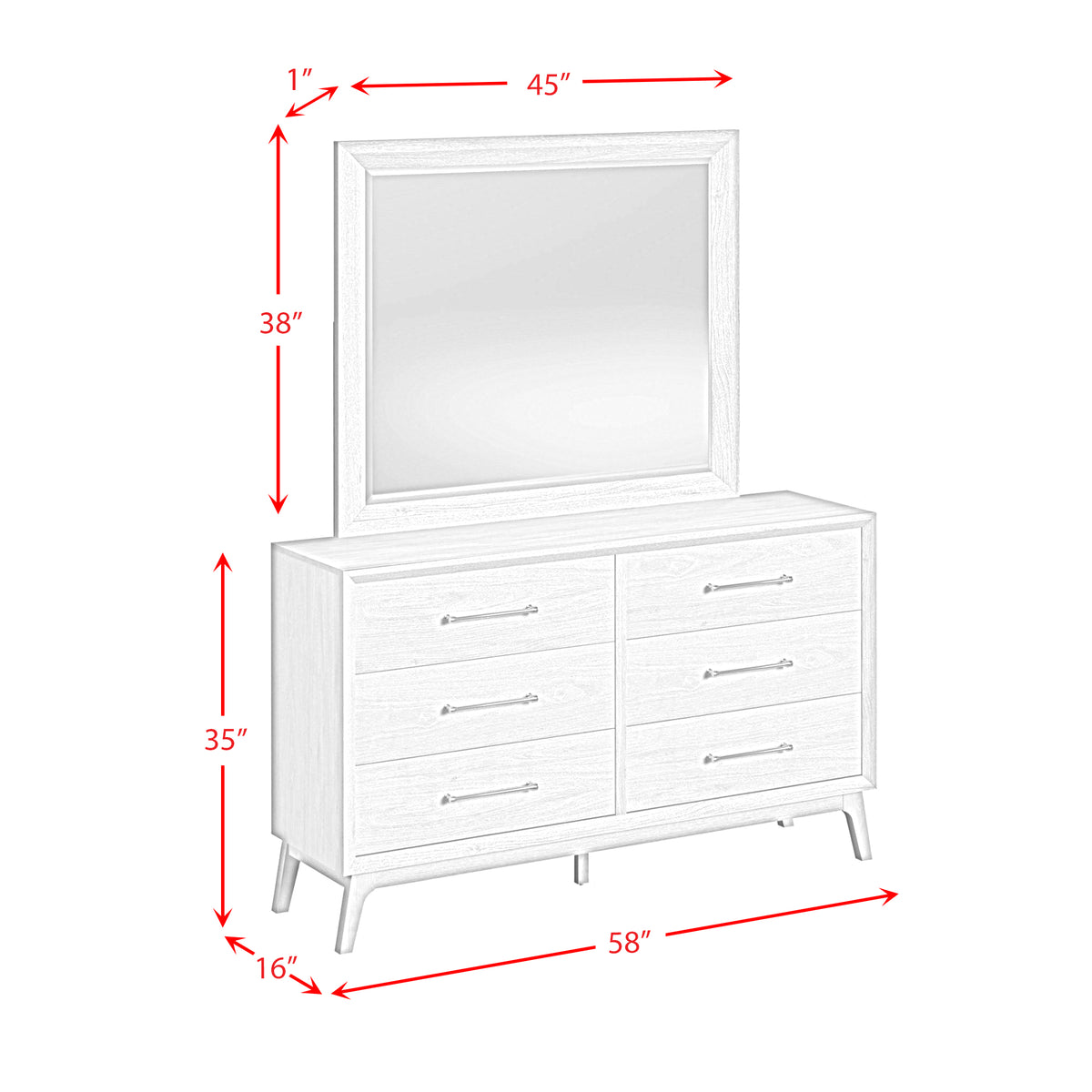 Westland Dresser and Mirror Set in Almond