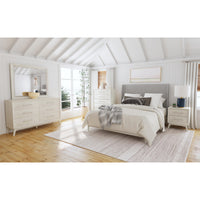 Westland King UPH Bed with Grey Fabric in Almond