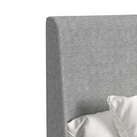 Westland Twin UPH Bed with Grey Fabric in Almond