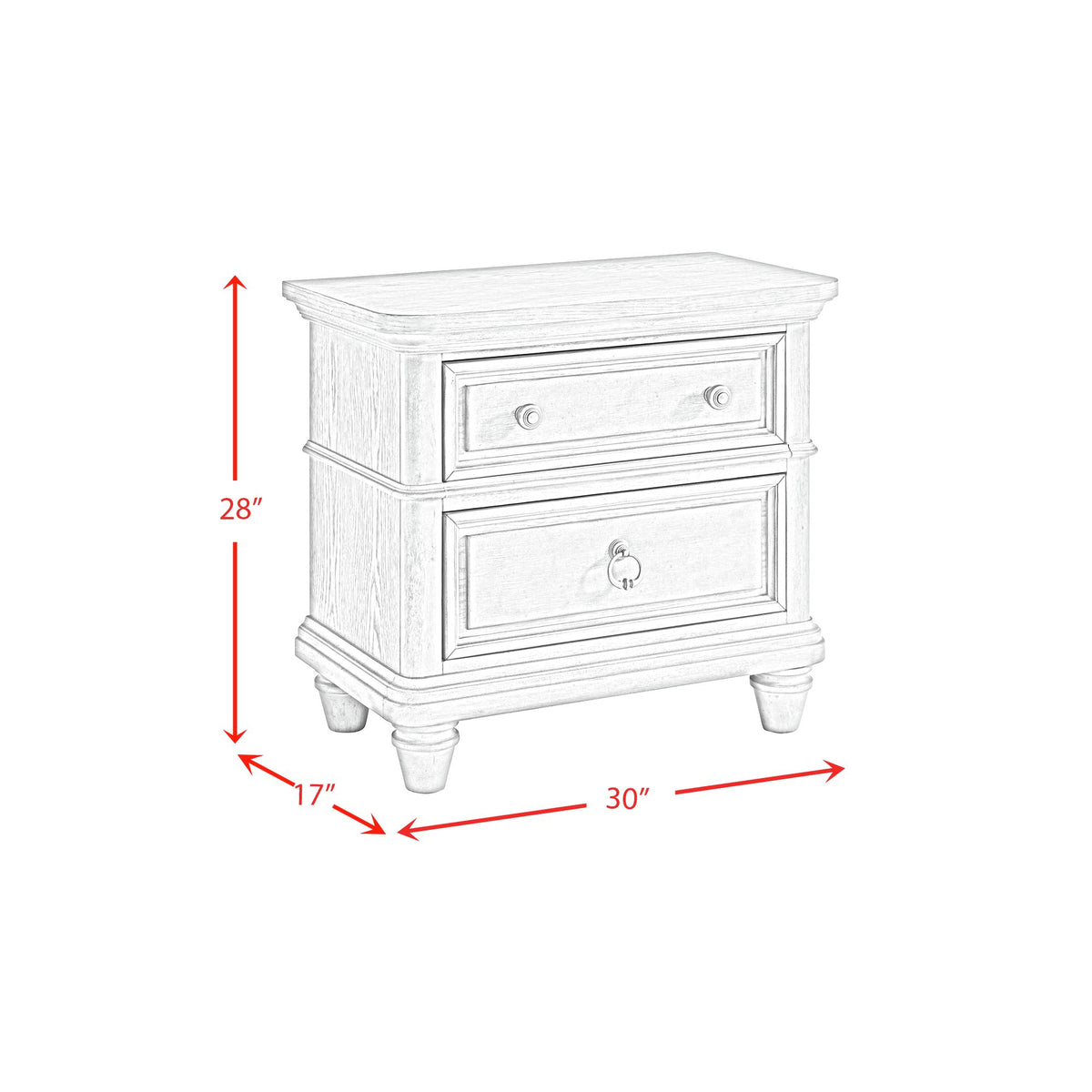 Whit-Ash King 3PC Bedroom Set with 2 Nightstands in Light Grey