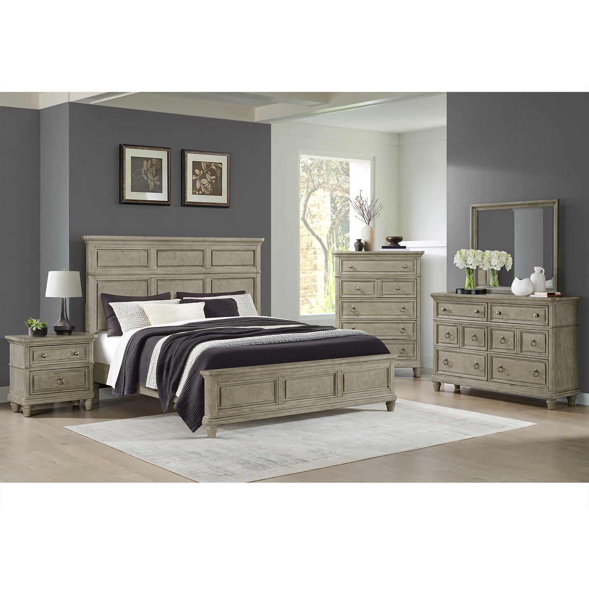 Whit-Ash Queen Panel 3PC Bedroom Set in Light Grey