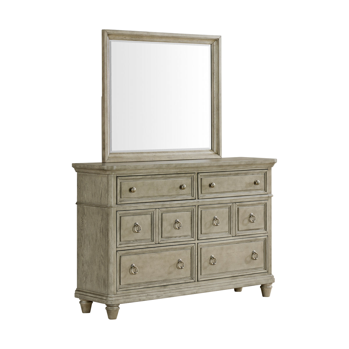Whit-Ash King Panel 5PC Bedroom Set with Door Chest in Light Grey