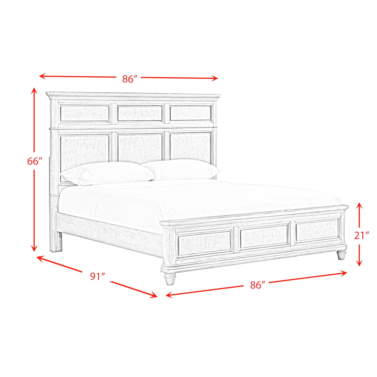 Whit-Ash King 3PC Bedroom Set with 2 Nightstands in Light Grey