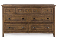 Magnussen Home Bay Creek Toasted Nutmeg King Panel Storage Bed 2 Small Nightstands Drawer Dresser With Landscape Mirror And Door Chest
