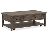 Magnussen Home Paxton Place Dovetail Grey Rectangular Caster Cocktail Table With Chairside End Table