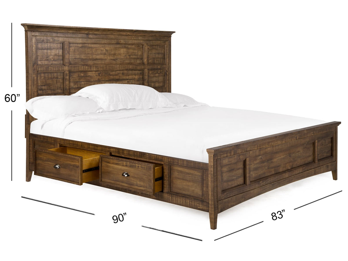 Magnussen Home Bay Creek Toasted Nutmeg California King Panel Storage Bed With 2 Small Nightstands