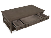 Magnussen Home Paxton Place Dovetail Grey Rectangular Caster Cocktail Table With 2 Chairside End Table
