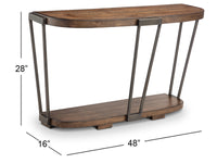 Magnussen Home Yukon Bourbon And Aged Iron Demilune Sofa Table