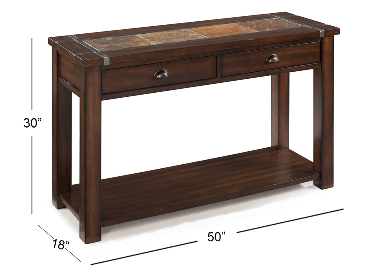 Magnussen Home Roanoke Cherry And Slate Rectangular Lift Top Cocktail Table With 2 End Table And Sofa Table