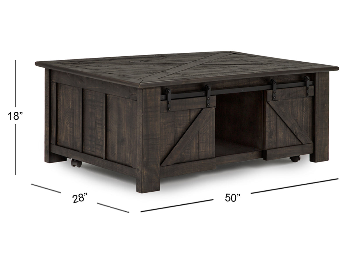 Magnussen Home Garrett Weathered Charcoal Rectangular Lift Top Cocktail Table With Casters