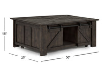 Magnussen Home Garrett Weathered Charcoal Rectangular Lift Top Cocktail Table With 2 End Table