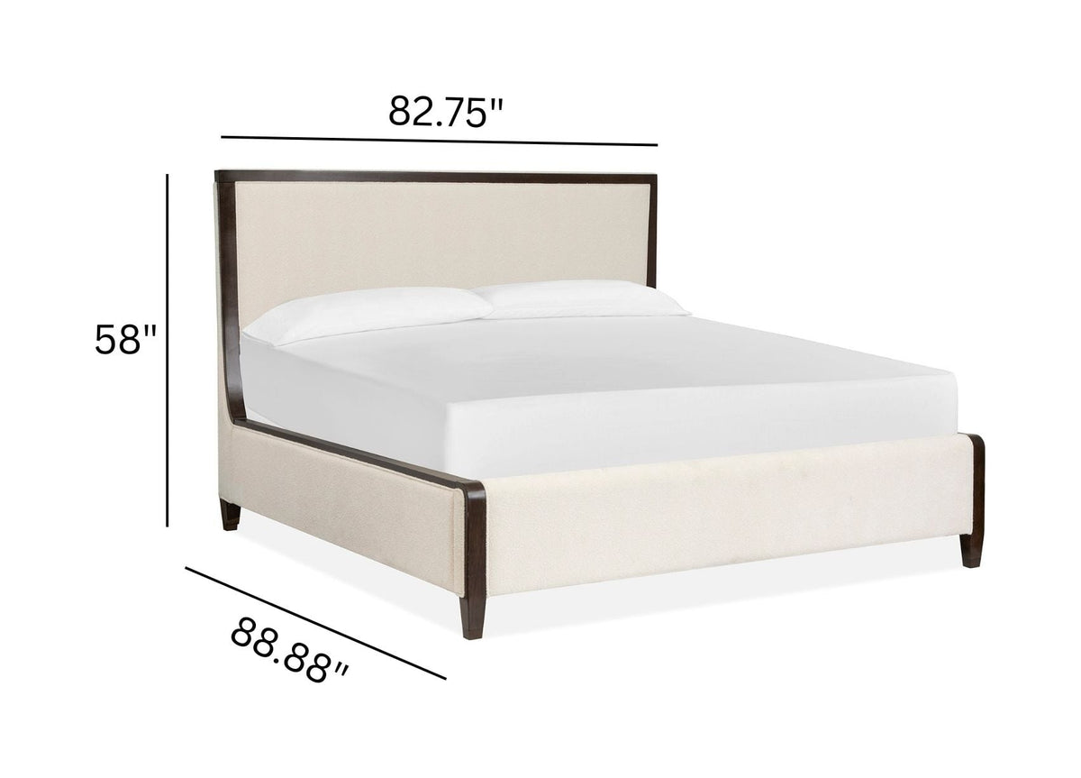 Magnussen Home Rowan Espresso King Upholstered Panel Bed With 2 Open Nightstands