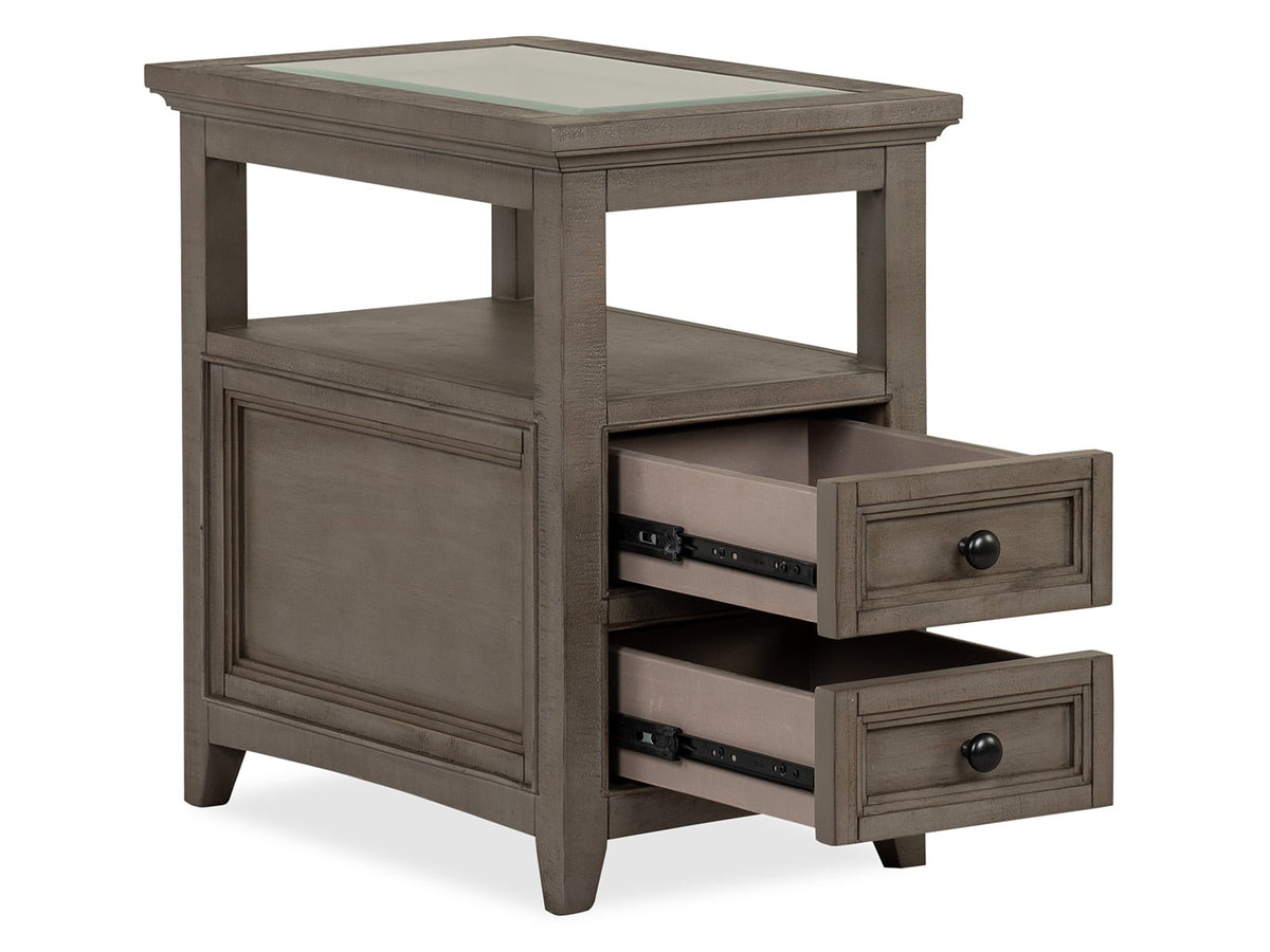 Magnussen Home Paxton Place Dovetail Grey Rectangular Caster Cocktail Table With 2 Chairside End Table