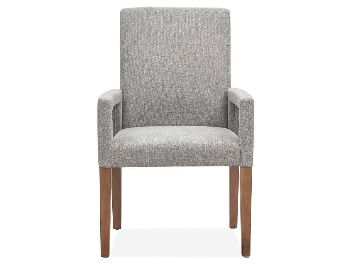 Magnussen Home Lindon Belgian Wheat Extendable Rectangular Dining Table With 2 Grey Side Chairs And 2 Arm Chairs